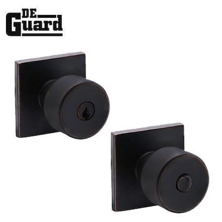Deguard Contemporary Entry Knob - Grade 3 - Square Rose - ORB DCDK01-ORB-KW1